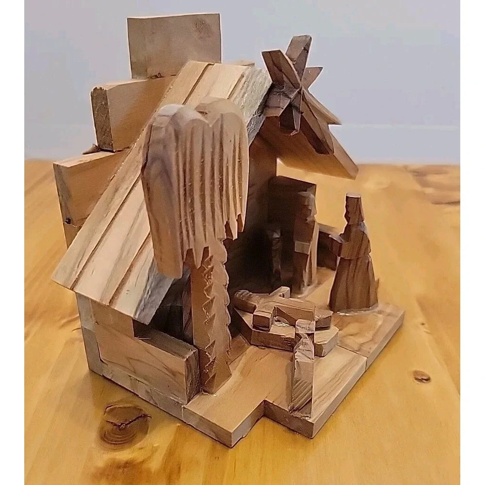 Hand Carved Olive Wood Nativity Scene‎ From The Holy Land Christmas Decor